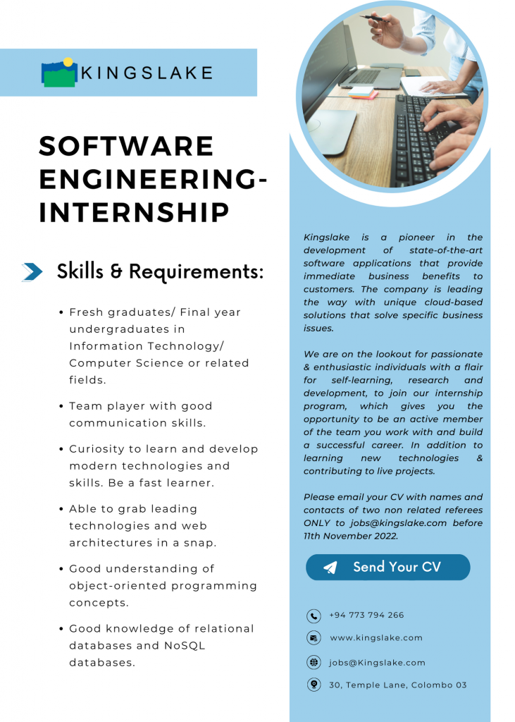 Vacancy for Software Engineering internship