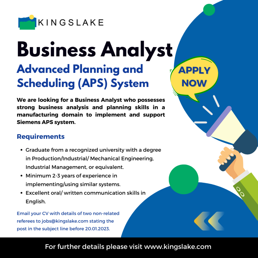 Business Analyst - Advanced Planning & Scheduling (APS) System